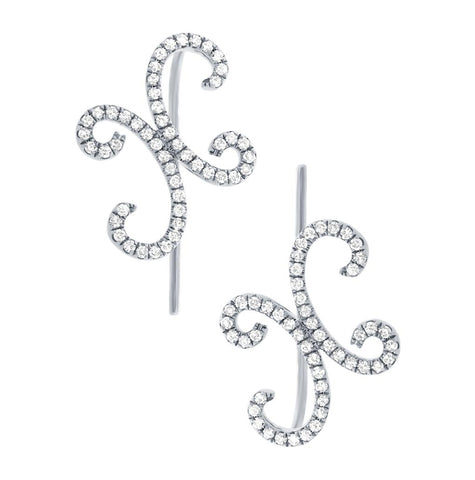 0.31 Ctw 14k White Gold Diamond Ear Crawler Earring