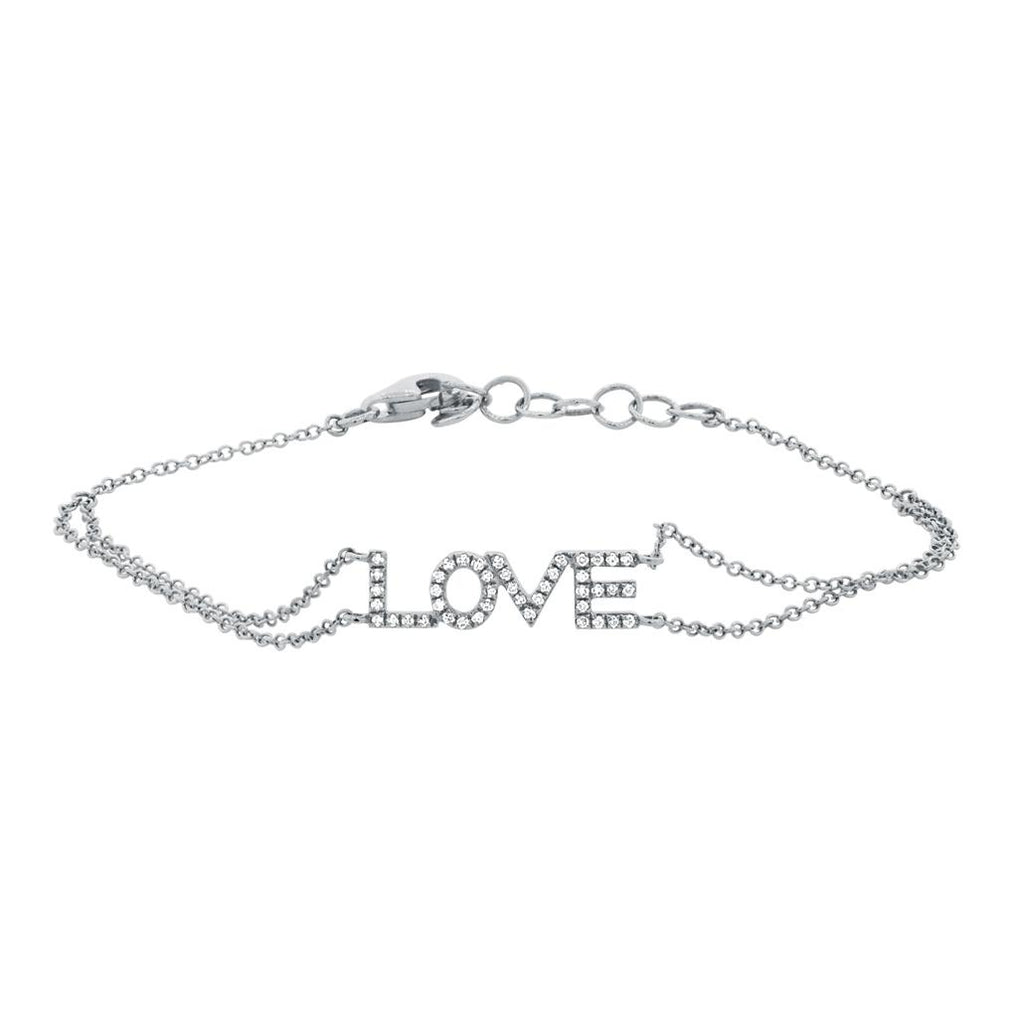 0.12 Ctw 14k White Gold Diamond "love" Bracelet