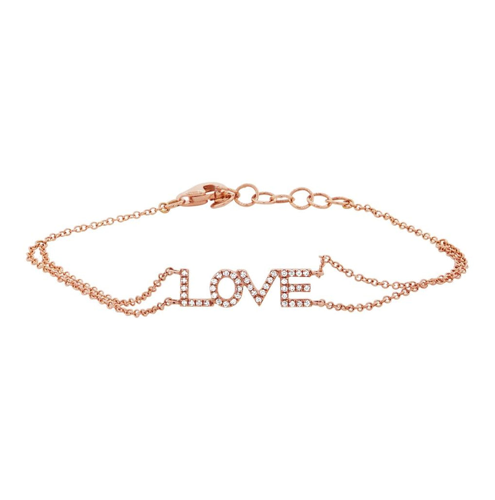 0.12 Ctw 14k Rose Gold Diamond "love" Bracelet