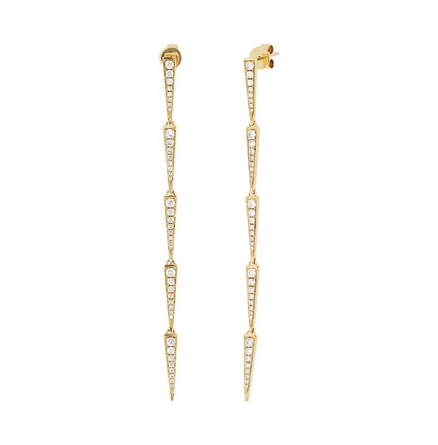 0.83 Ctw 14k Yellow Gold Diamond Triangle Earring