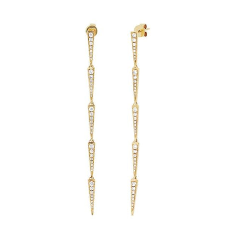 0.83 Ctw 14k Yellow Gold Diamond Triangle Earring