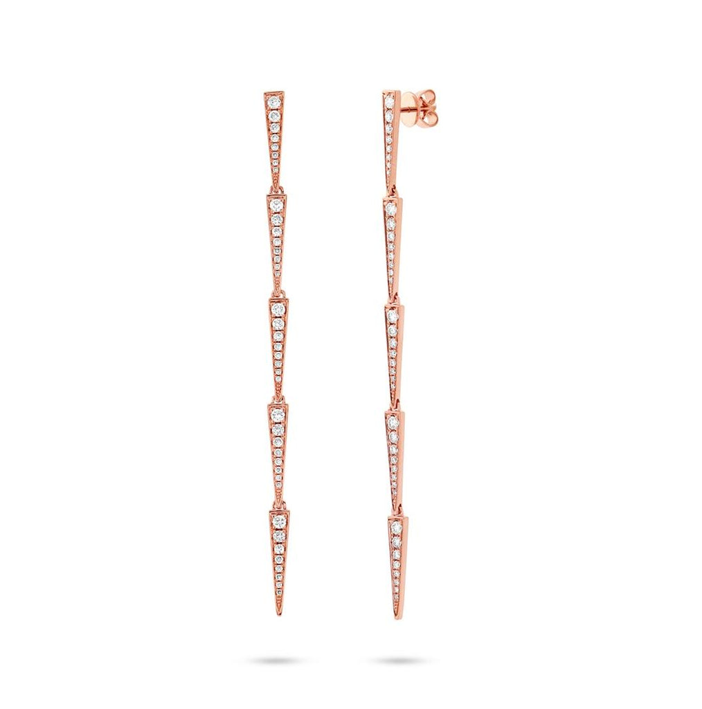 0.83 Ctw 14k Rose Gold Diamond Triangle Earring