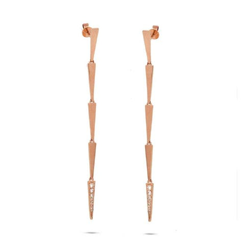 0.17 Ctw 14k Rose Gold Diamond Triangle Earring