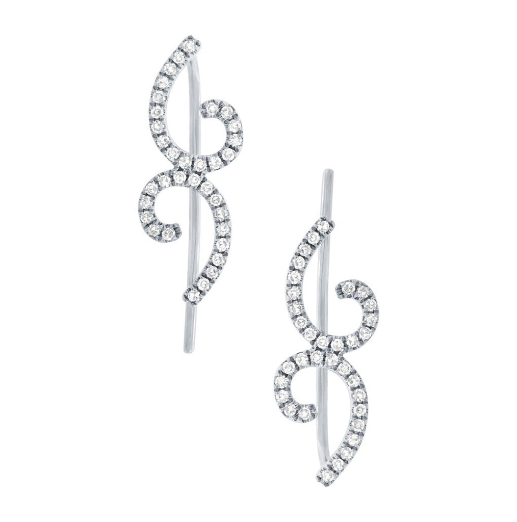 0.22 Ctw 14k White Gold Diamond Ear Crawler Earring