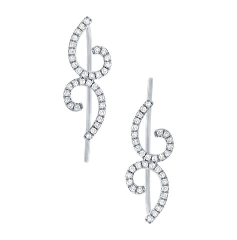 0.22 Ctw 14k White Gold Diamond Ear Crawler Earring