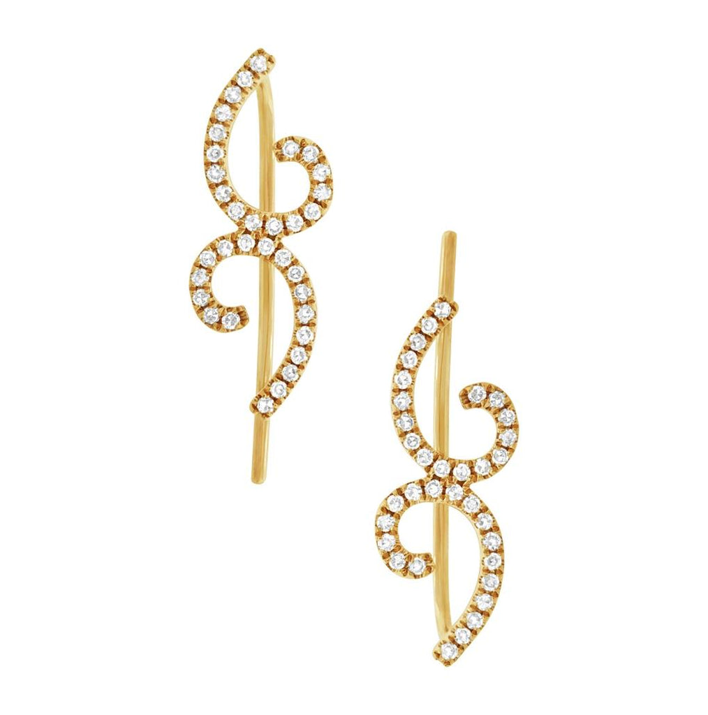 0.22 Ctw 14k Yellow Gold Diamond Ear Crawler Earring