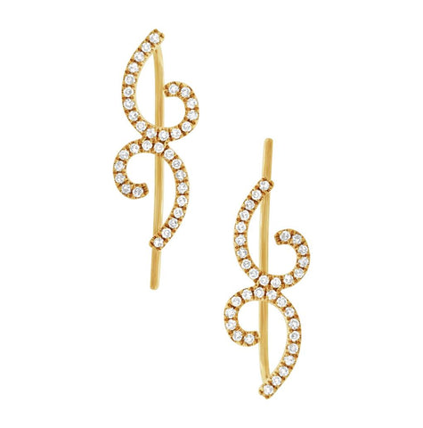 0.22 Ctw 14k Yellow Gold Diamond Ear Crawler Earring