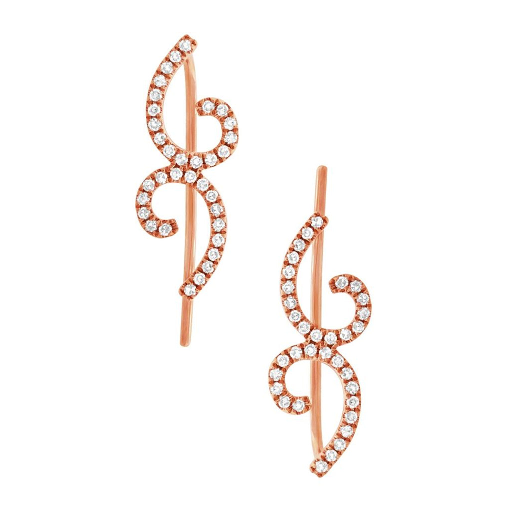 0.22 Ctw 14k Rose Gold Diamond Ear Crawler Earring