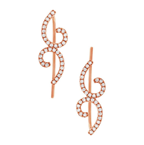 0.22 Ctw 14k Rose Gold Diamond Ear Crawler Earring