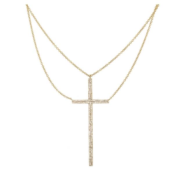 0.34 Ctw 14k Yellow Gold Diamond Cross Necklace