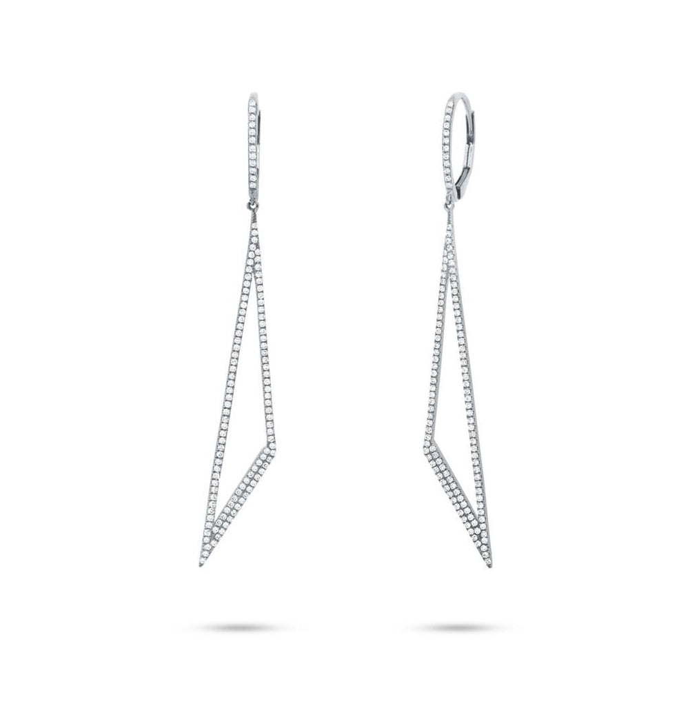 0.65 Ctw 14k White Gold Diamond Triangle Earring