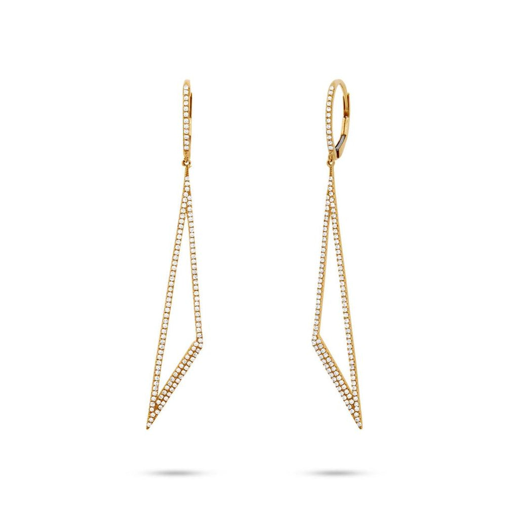 0.65 Ctw 14k Yellow Gold Diamond Triangle Earring