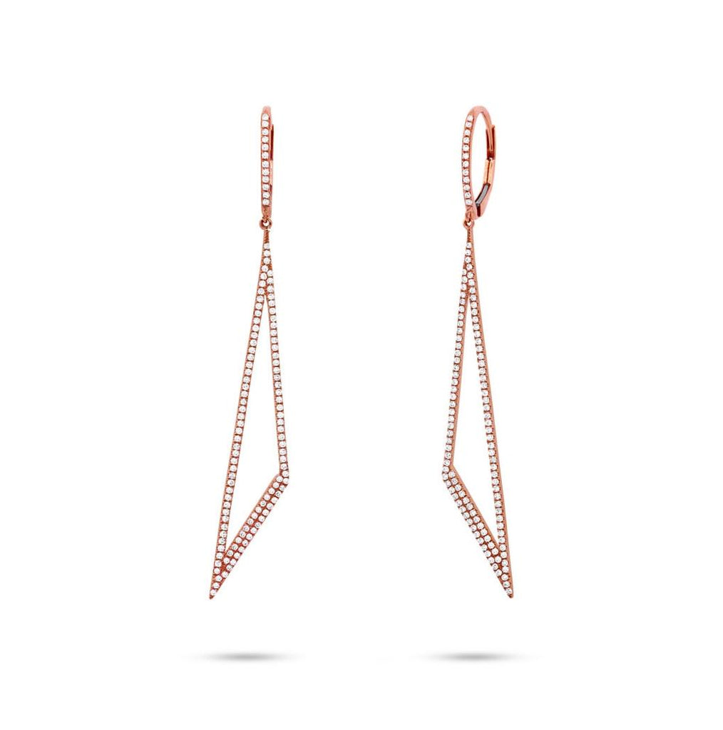 0.65 Ctw 14k Rose Gold Diamond Triangle Earring