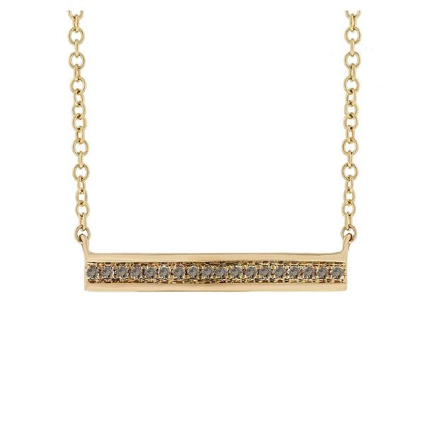 0.06 Ctw 14k Yellow Gold Champagne Diamond Bar Necklace