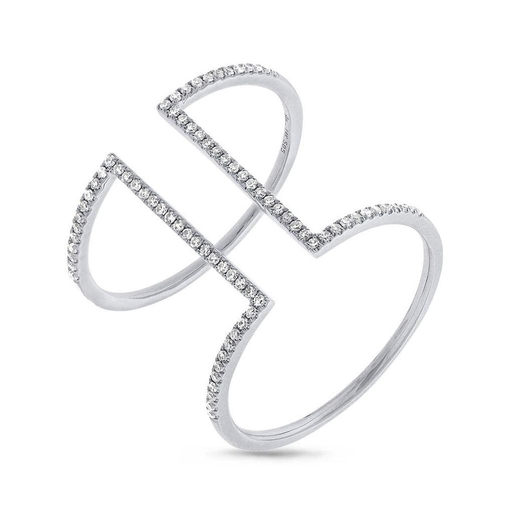 0.22 Ctw 14k White Gold Diamond Womens Ring Size 6