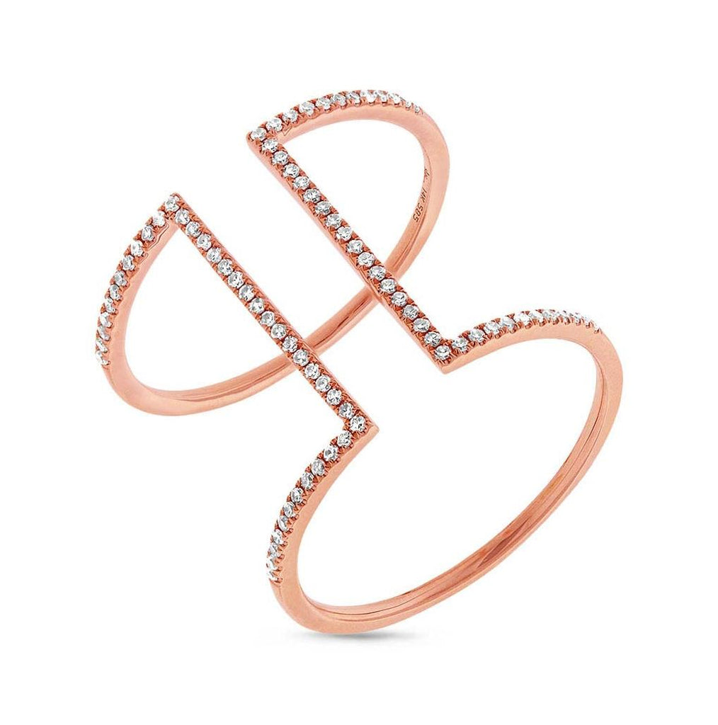 0.22 Ctw 14k Rose Gold Diamond Womens Ring Size 8.5
