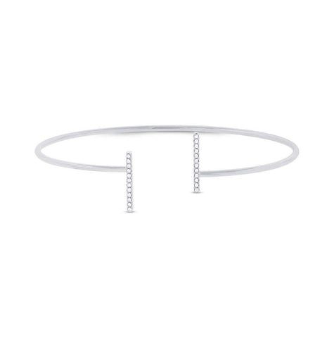 0.08 Ctw 14k White Gold Diamond Bangle Bracelet