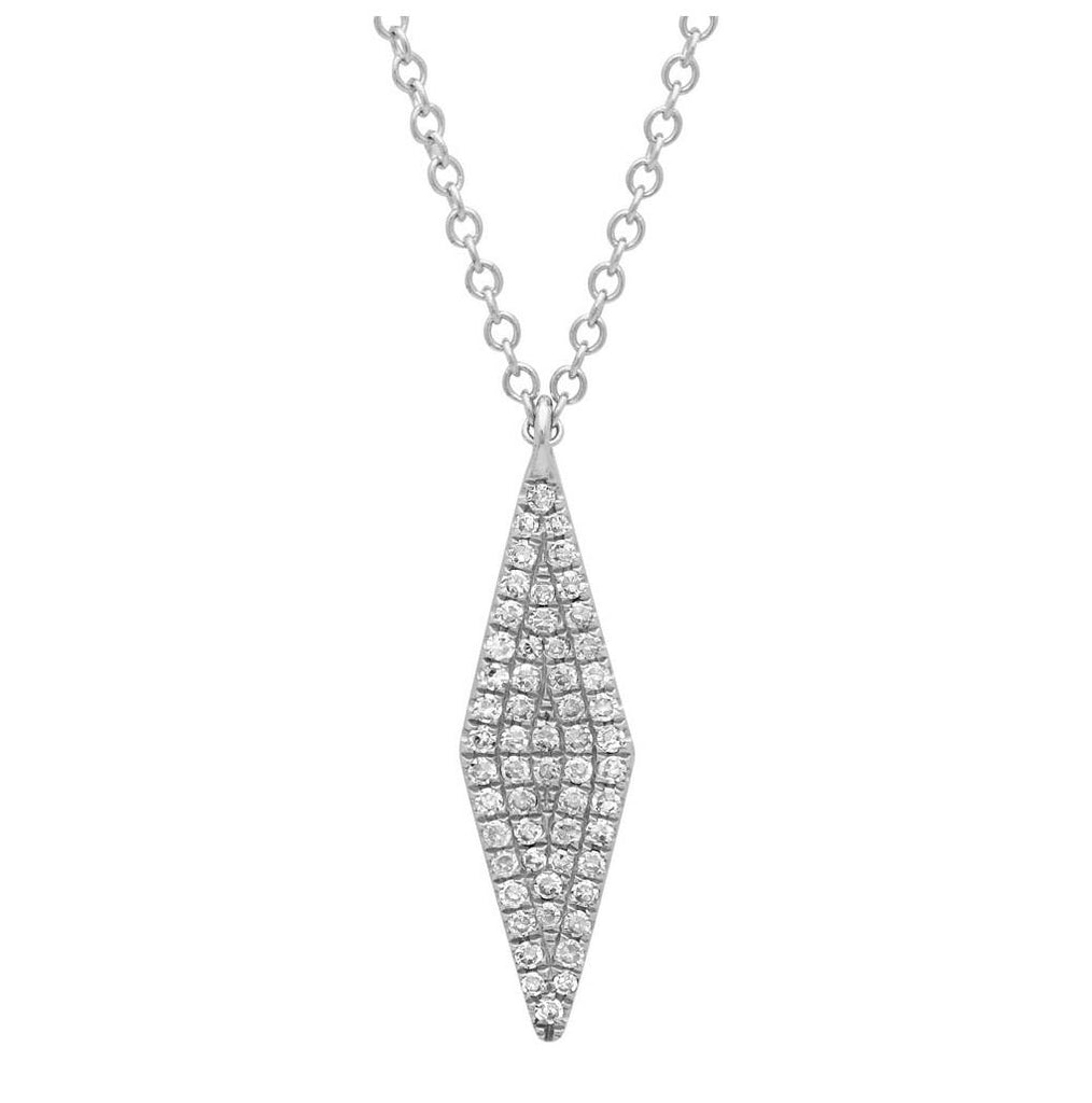 0.17 Ctw 14k White Gold Diamond Pave Pendant Necklace With 18 Inch Chain