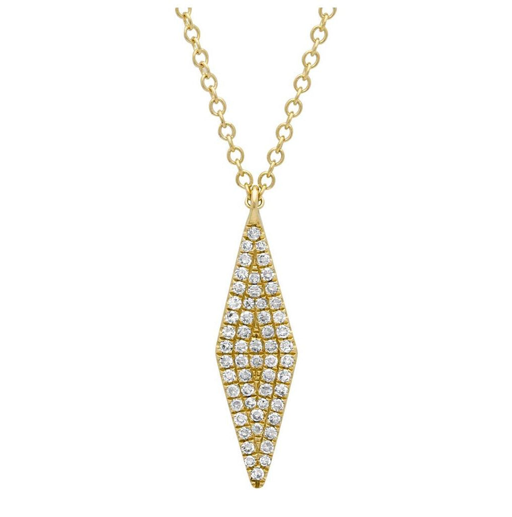 0.17 Ctw 14k Yellow Gold Diamond Pave Pendant Necklace With 18 Inch Chain