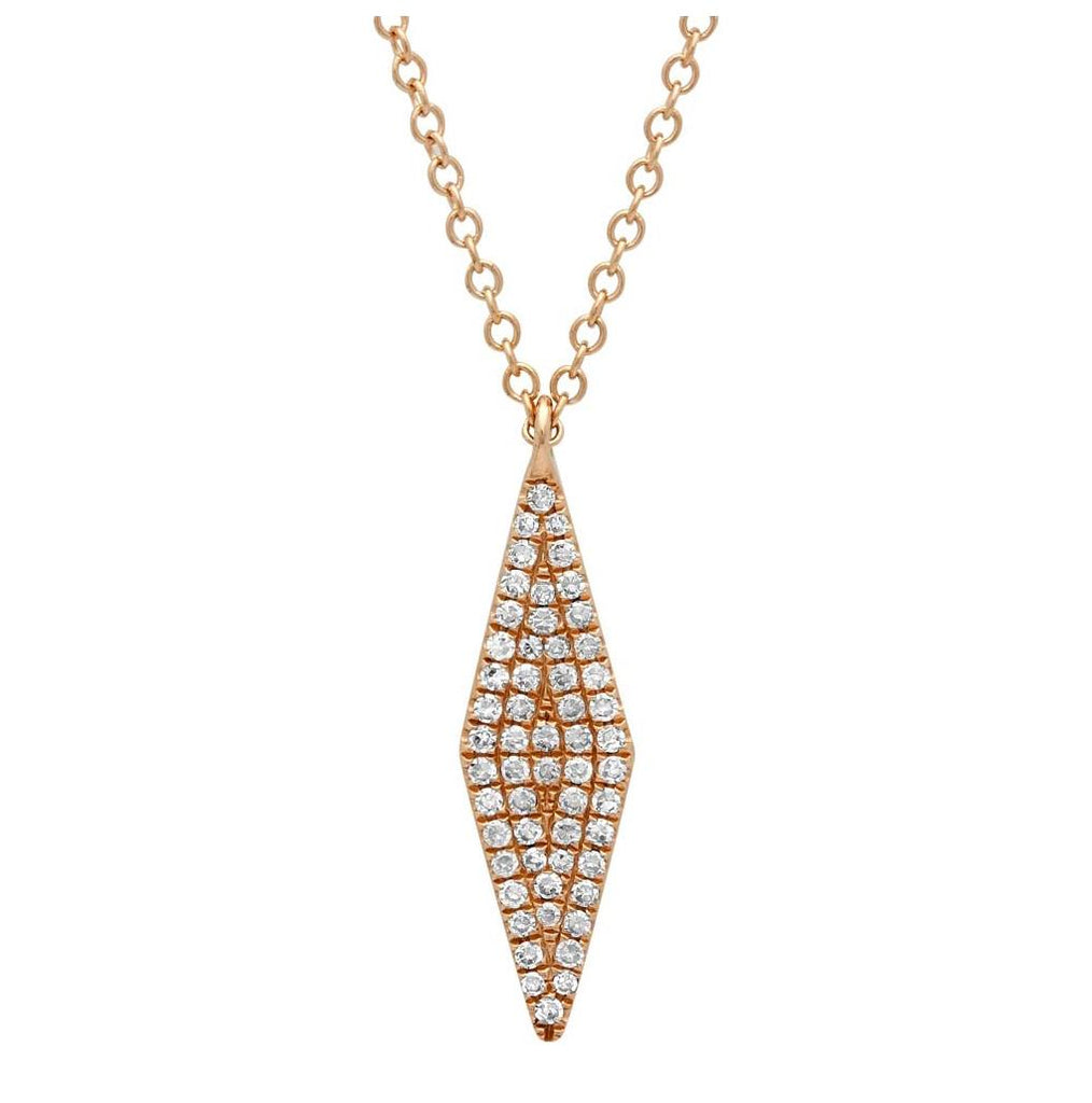 0.17 Ctw 14k Rose Gold Diamond Pave Pendant Necklace With 18 Inch Chain