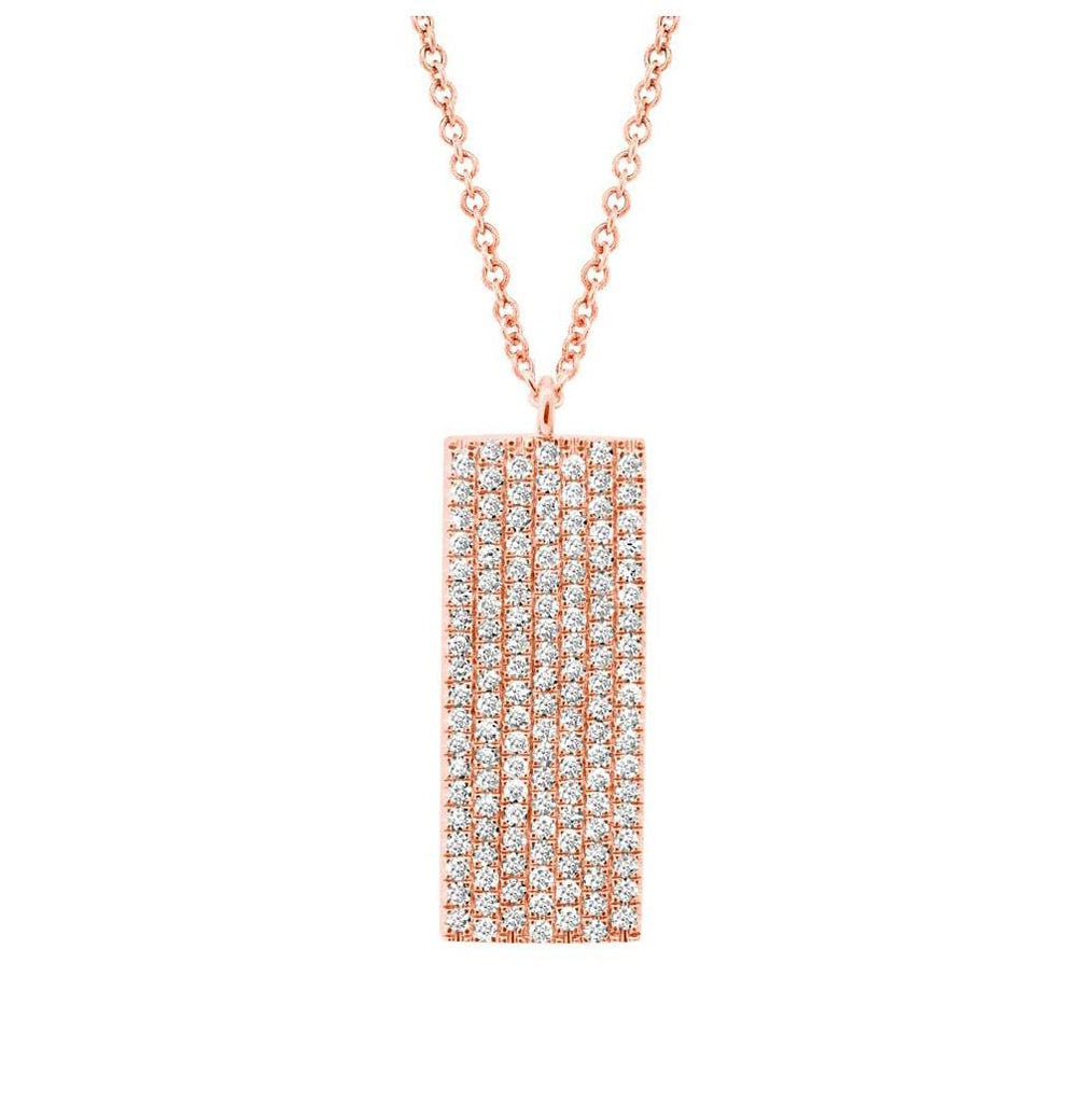 0.35 Ctw 14k Rose Gold Diamond Pave Pendant Necklace With 18 Inch Chain