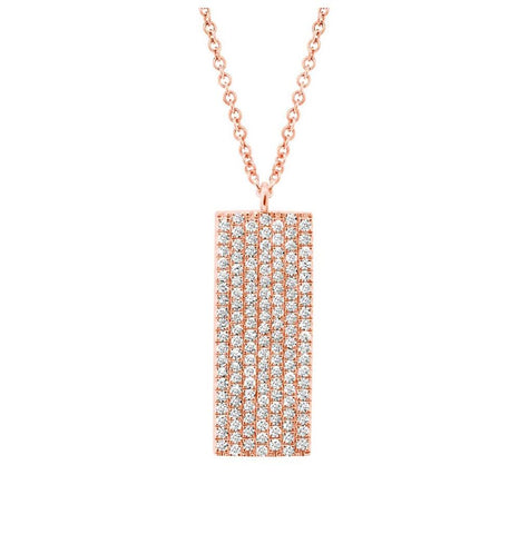 0.35 Ctw 14k Rose Gold Diamond Pave Pendant Necklace With 18 Inch Chain