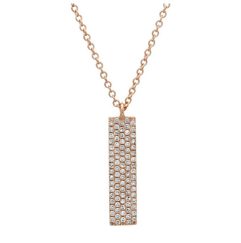 0.25 Ctw 14k Rose Gold Diamond Pave Pendant Necklace With 18 Inch Chain