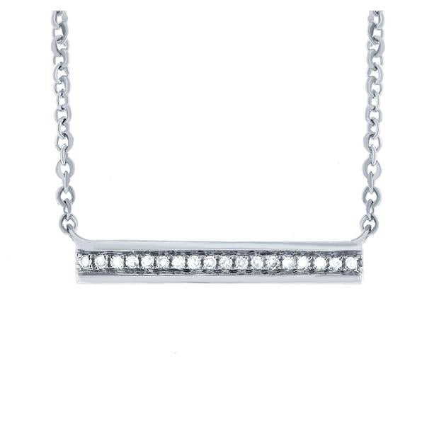 0.06 Ctw 14k White Gold Diamond Bar Necklace