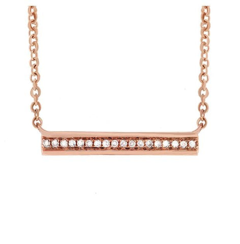 0.06 Ctw 14k Rose Gold Diamond Bar Necklace