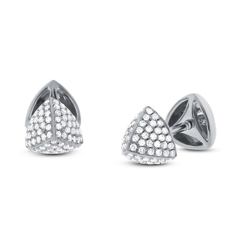 0.31 Ctw 14k White Gold Diamond Pave Pyramid Earring