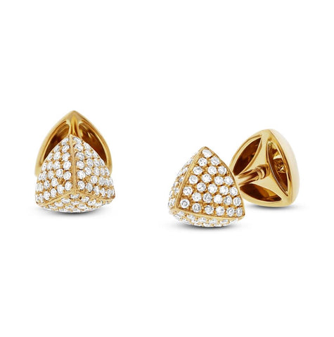 0.31 Ctw 14k Yellow Gold Diamond Pave Pyramid Earring