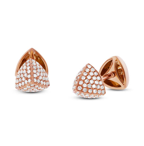 0.31 Ctw 14k Rose Gold Diamond Pave Pyramid Earring