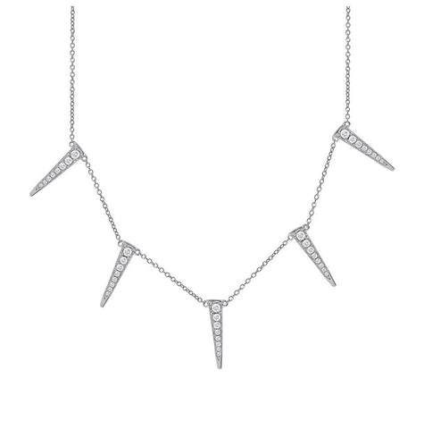 0.42 Ctw 14k White Gold Diamond Triangle Necklace