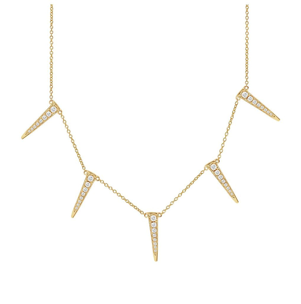 0.42 Ctw 14k Yellow Gold Diamond Triangle Necklace