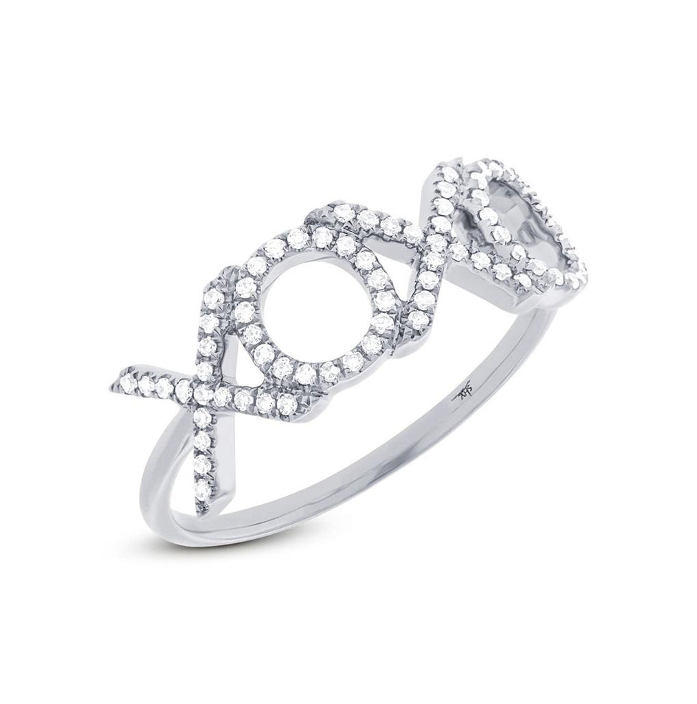 0.18 Ctw 14k White Gold Diamond "xoxo" Ring