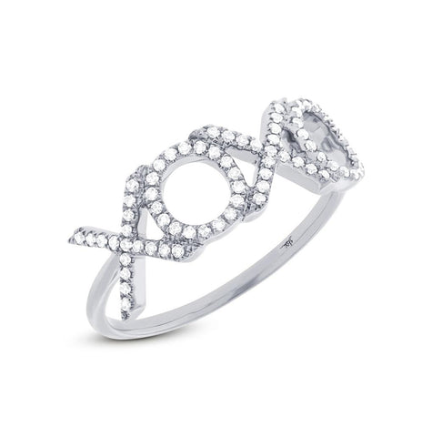 0.18 Ctw 14k White Gold Diamond "xoxo" Ring