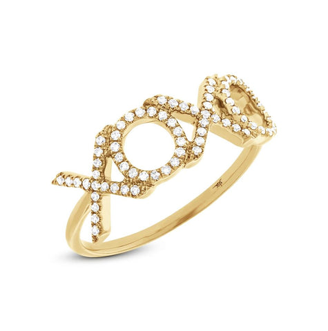 0.18 Ctw 14k Yellow Gold Diamond "xoxo" Ring