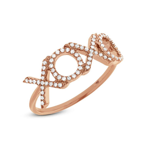 0.18 Ctw 14k Rose Gold Diamond "xoxo" Ring