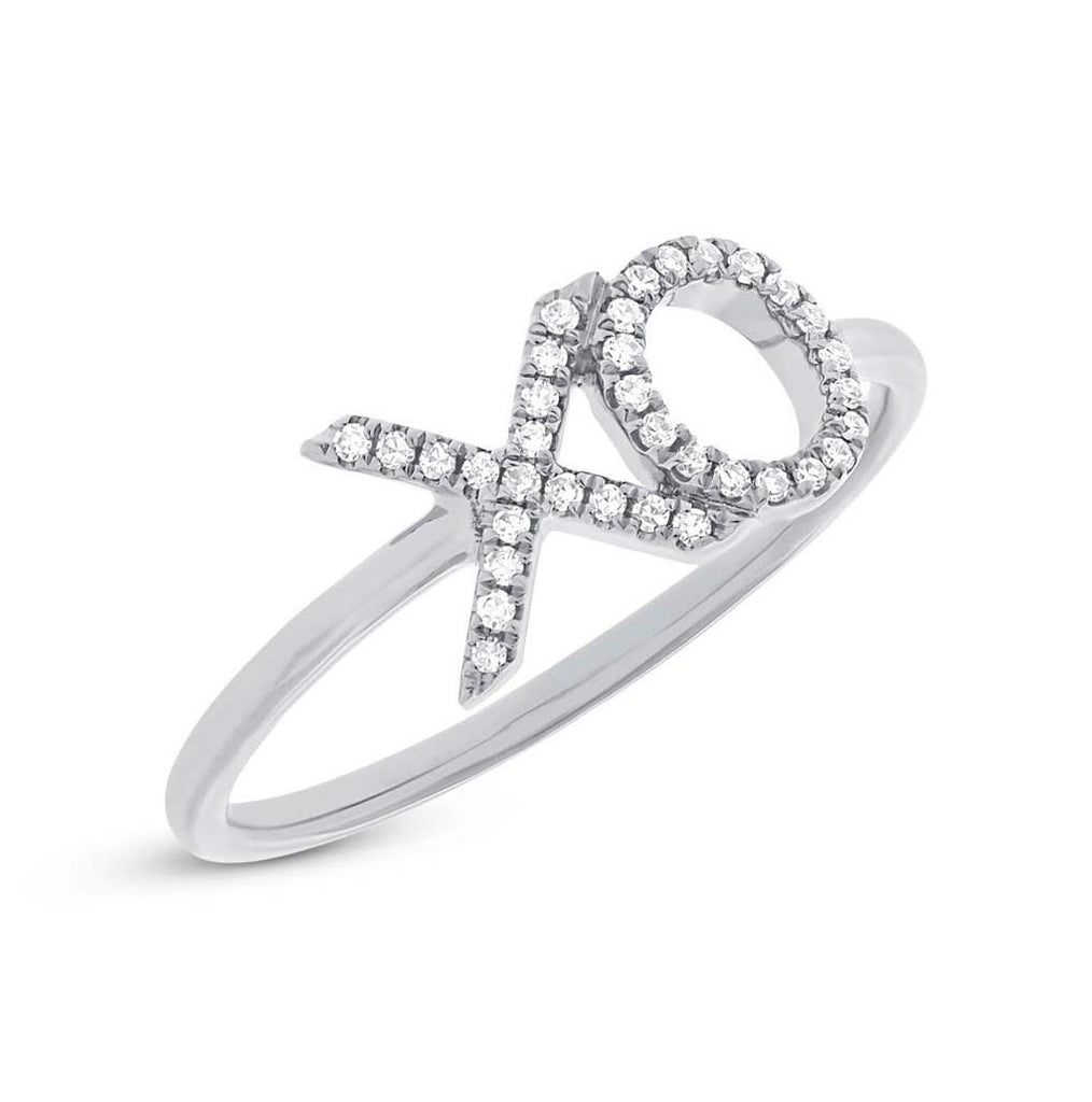 0.09 Ctw 14k White Gold Diamond "xo" Ring Size 5