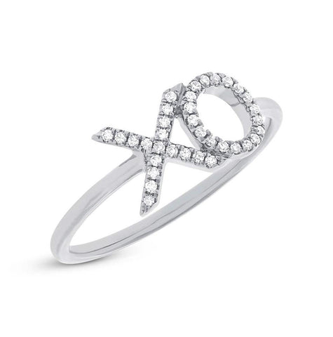 0.09 Ctw 14k White Gold Diamond "xo" Ring Size 6