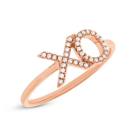 0.09 Ctw 14k Rose Gold Diamond "xo" Ring Size 4