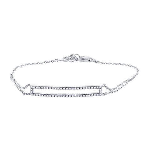 0.18 Ctw 14k White Gold Diamond Bar Bracelet