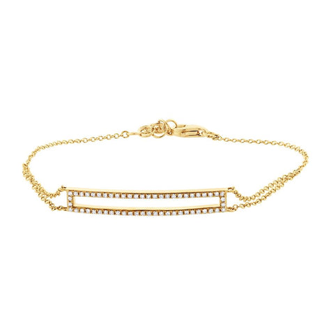 0.18 Ctw 14k Yellow Gold Diamond Bar Bracelet