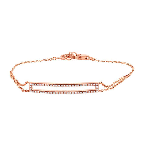 0.18 Ctw 14k Rose Gold Diamond Bar Bracelet