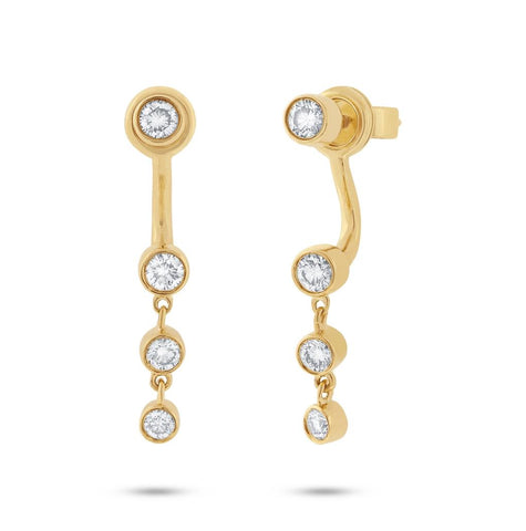 0.51 Ctw 14k Yellow Gold Diamond Ear Jacket Earring With Studs