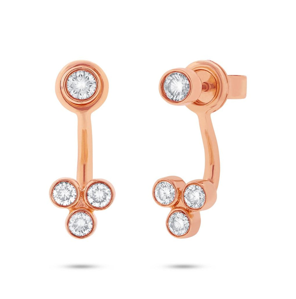 0.40 Ctw 14k Rose Gold Diamond Ear Jacket Earring With Studs