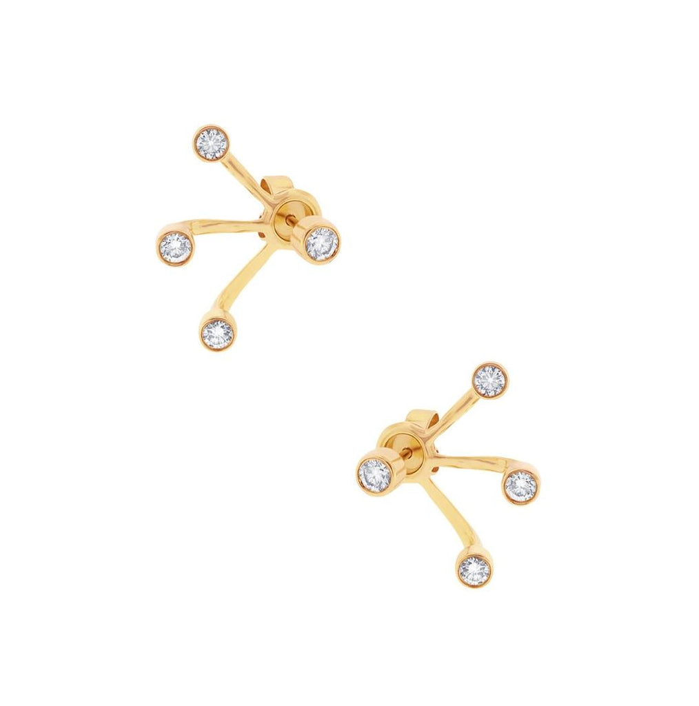 0.48 Ctw 14k Yellow Gold Diamond Ear Jacket Earring With Studs