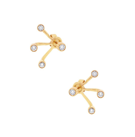 0.48 Ctw 14k Yellow Gold Diamond Ear Jacket Earring With Studs