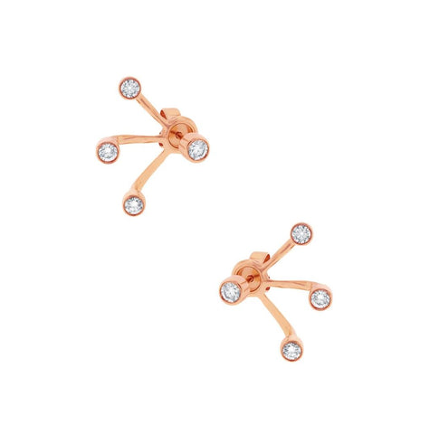 0.48 Ctw 14k Rose Gold Diamond Ear Jacket Earring With Studs