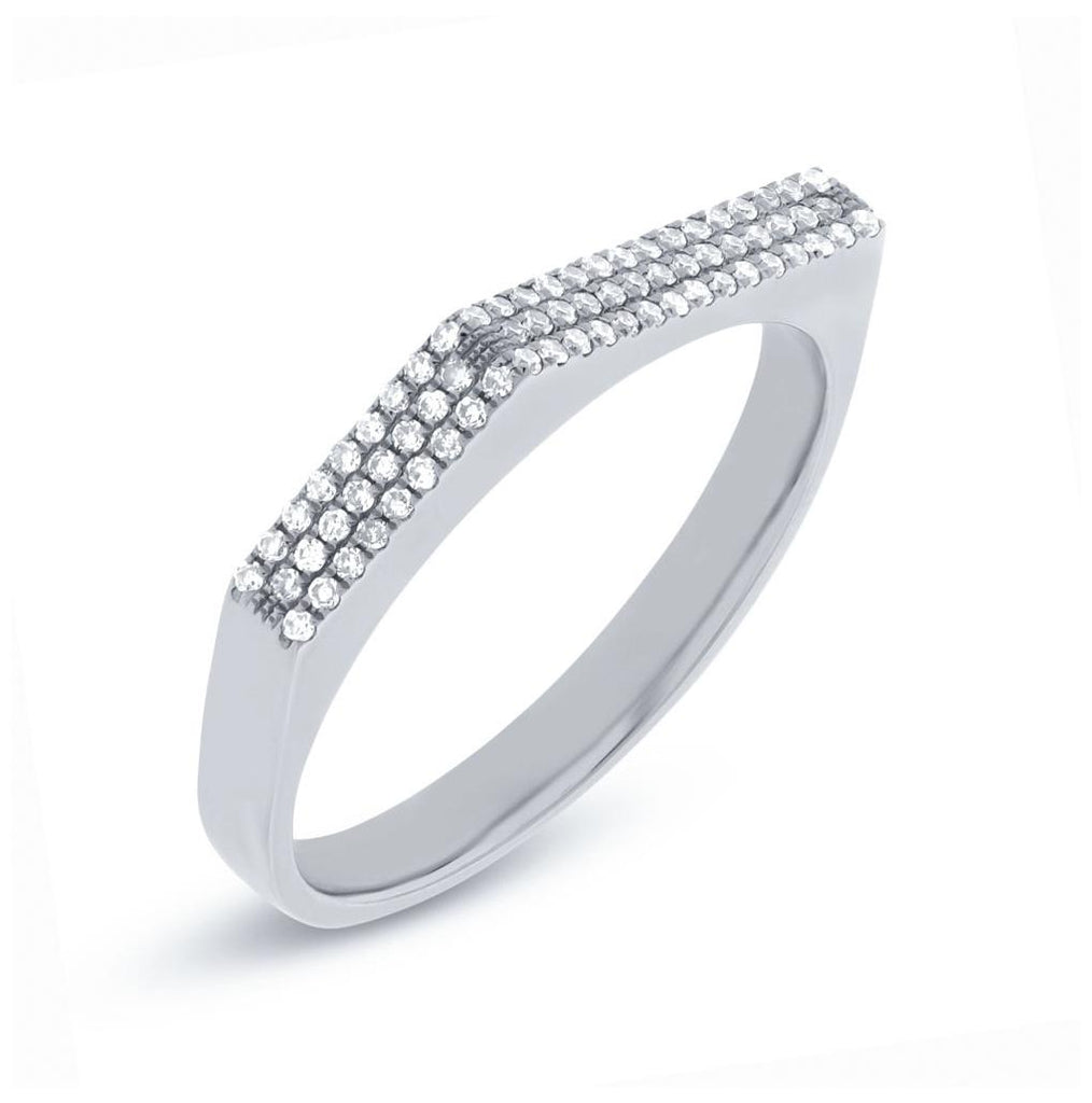 0.15 Ctw 14k White Gold Diamond Pave Womens Ring